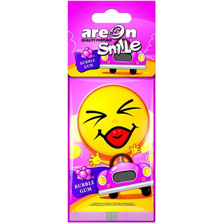 خوشبو کننده ماشین آرئون مدل Smile با رایحه آدامس بادکنکی Areon Smile Bubble Gum Car Air Freshener